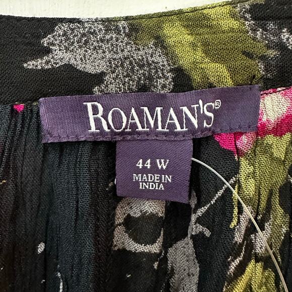 Roaman's Midi Dress Size 44W Rayon Floral Boho Peasant Gypsy Festival Cottage - Picture 2 of 8